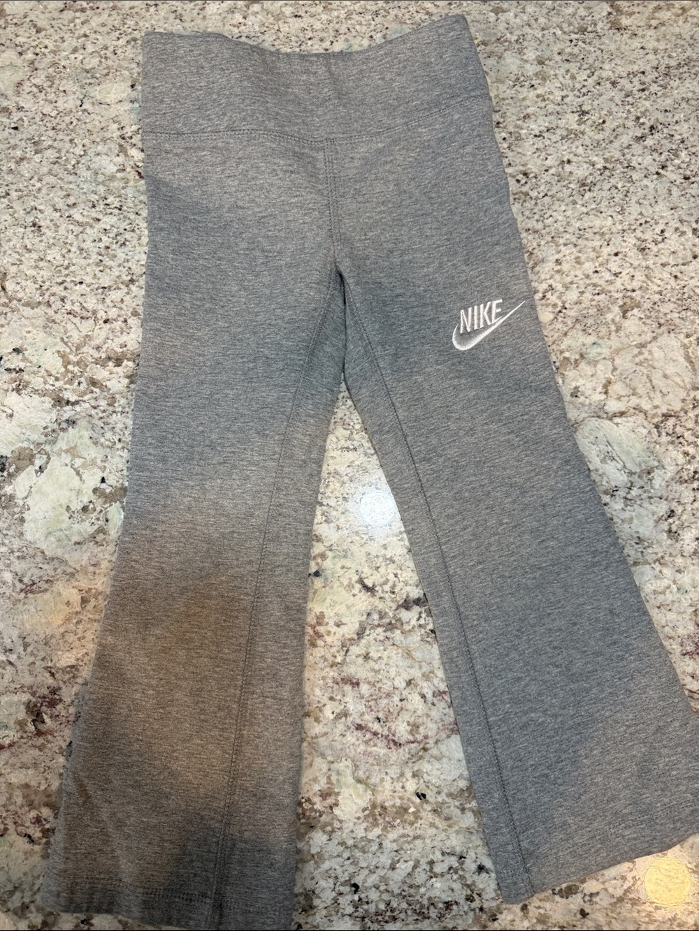 Nike Kids Gray Flare Leggings with White Logo